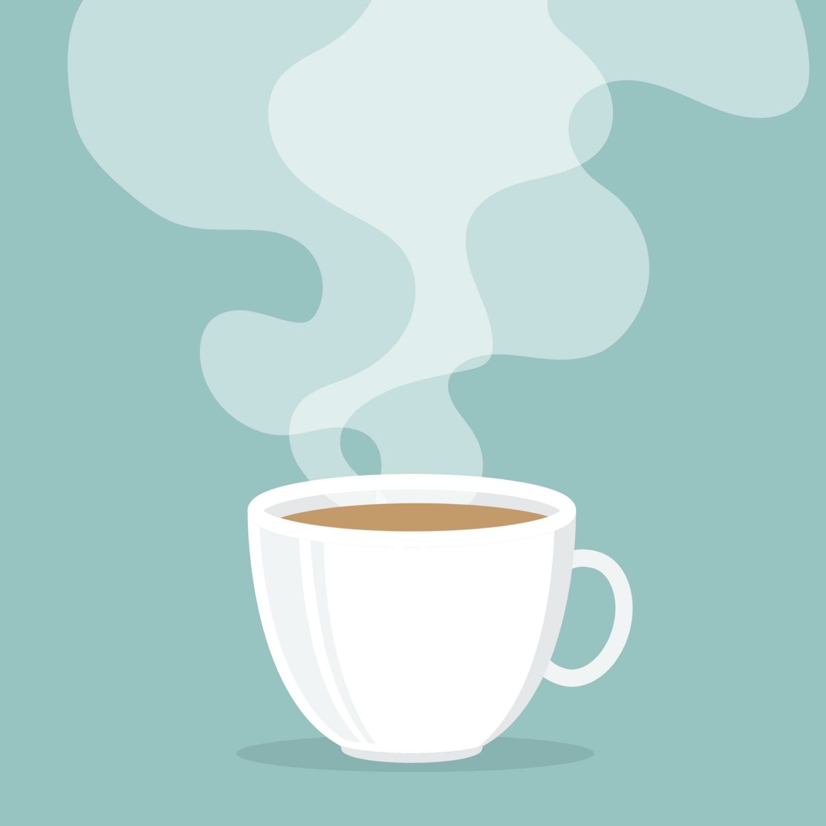 Flat-Darstellung einer Tasse mit dampfendem Kaffee