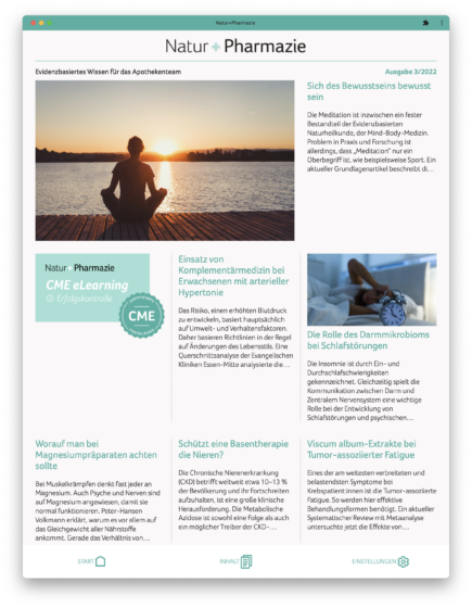 Screenshot der PWA-Ausgabe der Natur + Pharmazie 2022